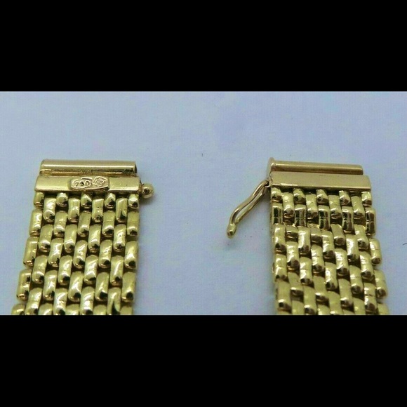 18K YELLOW GOLD LINK STAMPED BRACELET RARE - Picture 10 of 10
